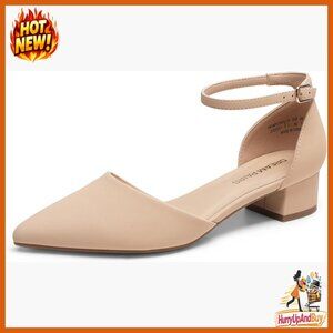 Elegant D'Orsay Pumps Low Heel Ankle Strap Pointed Toe Comfort Casual Dress